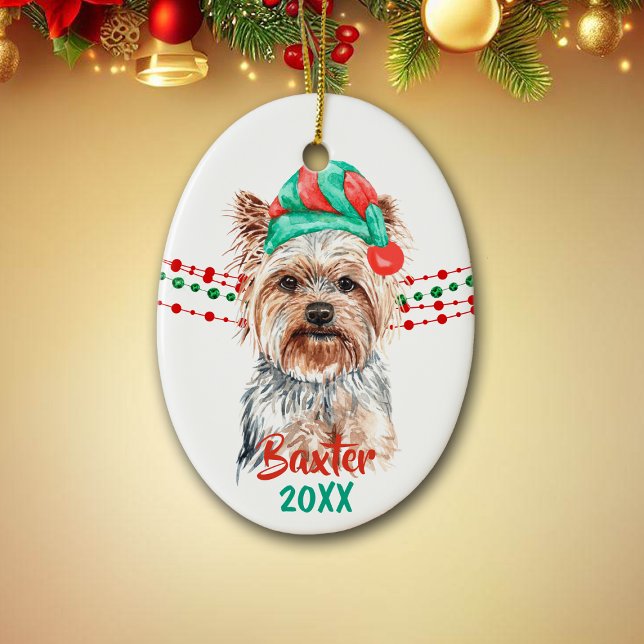 Ornamento De Cerâmica Miçangas de String de Feriado de Yorkshire Terrier (Criador carregado)