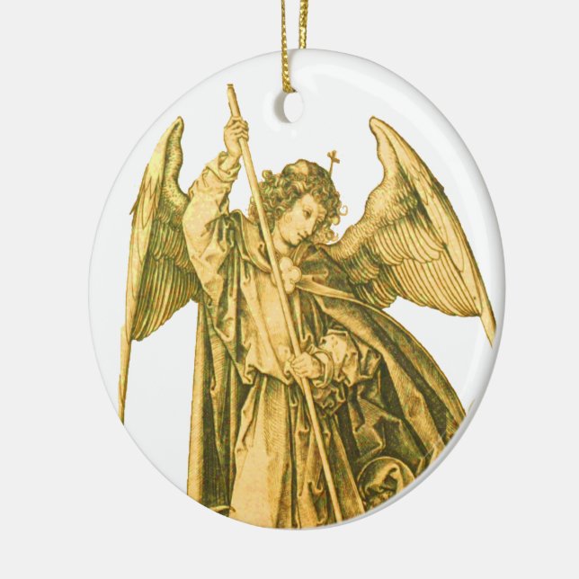 Ornamento De Cerâmica Michael, o Arcanjo Dourado Anjo Medieval (Esquerda)