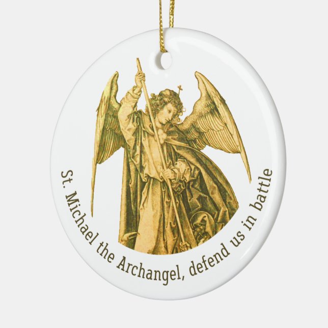 Ornamento De Cerâmica Michael, o Arcanjo, Dourado Cera Anjo Medieval (Esquerda)