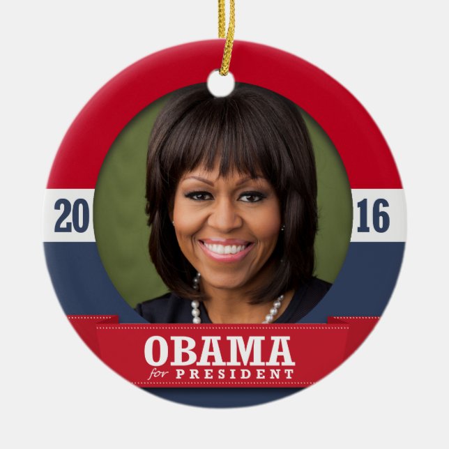 ORNAMENTO DE CERÂMICA MICHELLE OBAMA 2016 (Frente)