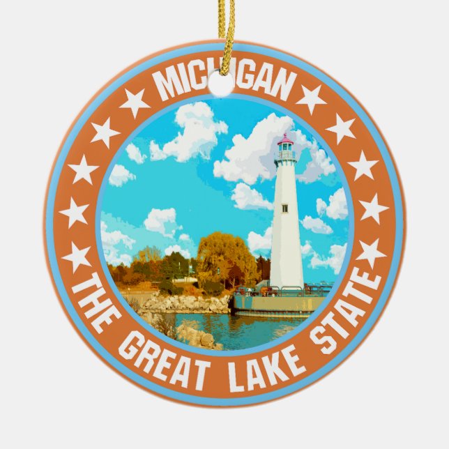 Ornamento De Cerâmica Michigan (Frente)
