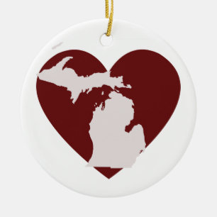 Ornamento De Cerâmica Michigan Heart