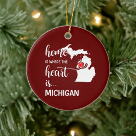 Ornamento De Cerâmica Michigan home is where the heart is