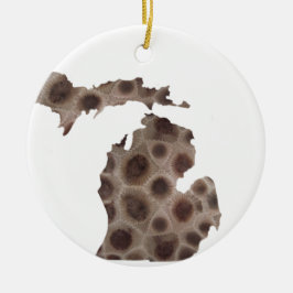 Ornamento De Cerâmica Michigan Petoskey Stone, Great Lakes mitten 