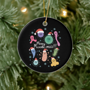 Ornamento De Cerâmica Microbiologia do Natal Professor de Ciência Microb