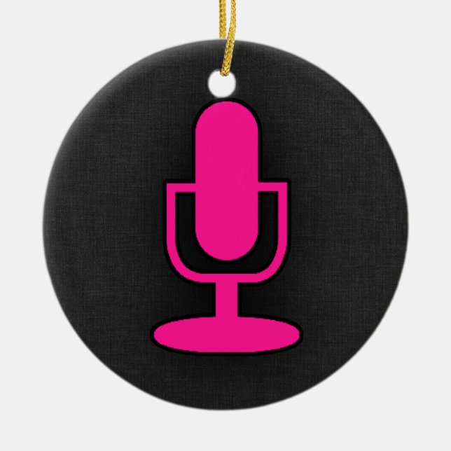 Ornamento De Cerâmica Microfone rosa quente (Frente)