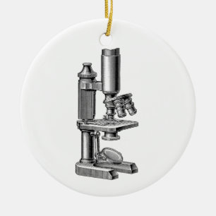 Ornamento De Cerâmica Microscópio antigo velho do equipamento da ciênc