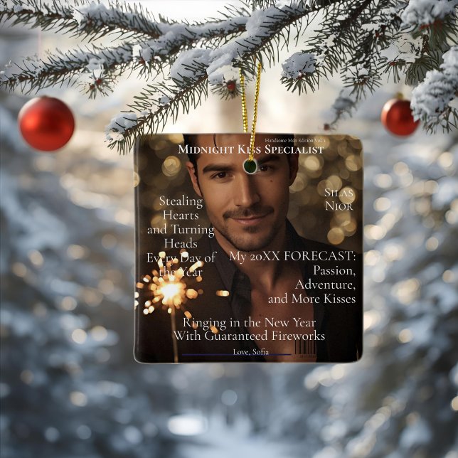 Ornamento De Cerâmica Midnight Kiss Specialis magazine boyfriend (Midnight Kiss Specialist ornament)