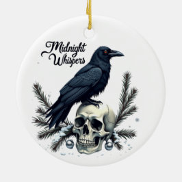 Ornamento De Cerâmica Midnight Whispers Raven and Skull Ornament