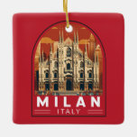 Ornamento De Cerâmica Milan Itália Duomo di Milano Viagem Art Vintage<br><div class="desc">Trabalho de arte de vetor de Milão. Milão,  uma metrópole na região da Lombardia norte,  na Itália,  é uma capital global da moda e da design.</div>