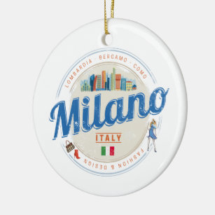 Ornamento De Cerâmica Milan Skyline Itália Vintage Fashion Lombardy