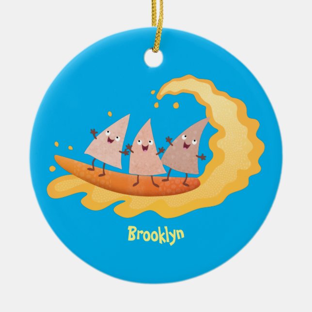 Ornamento De Cerâmica Milhas de nachos, batatas fritas, canecas, surf (Frente)