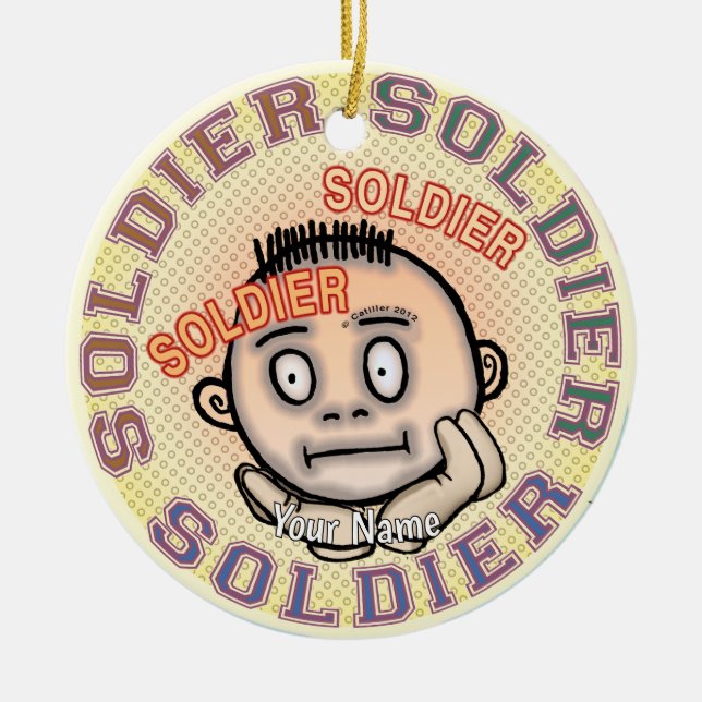 Ornamento De Cerâmica Military Soldier (Frente)