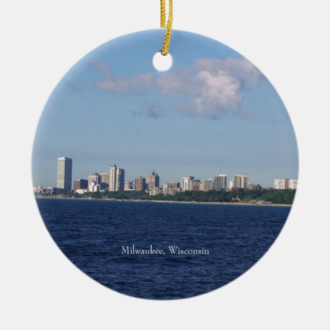 Ornamento De Cerâmica Milwaukee Skyline Ornament (Frente)