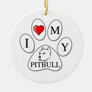 Ornamento De Cerâmica Mim coração minha pata do pitbull - cão, animal