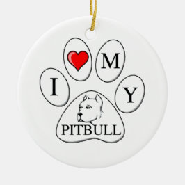 Ornamento De Cerâmica Mim coração minha pata do pitbull - cão, animal de