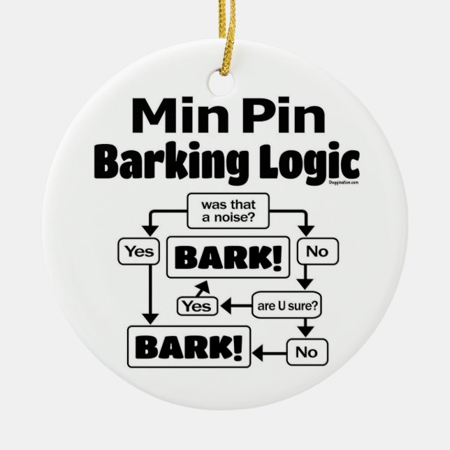 Ornamento De Cerâmica Min Pin Barking Logic (Frente)