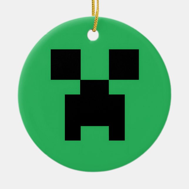 Ornamento De Cerâmica Minecraft game pixel art verde (Frente)