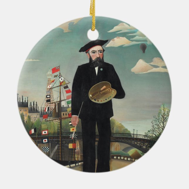 Ornamento De Cerâmica Minha Paisagem de Retrato 1890, Henri Rousseau (Traseira)