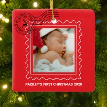 Minha Primeira Foto de Natal do Bebê no Selo Posta