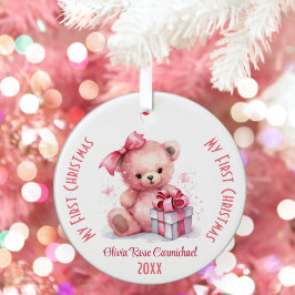 Ornamento De Cerâmica Minha Primeira Garota de Natal Nome Personalizado 