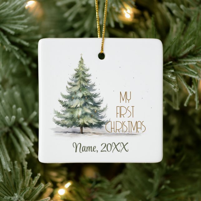 Ornamento De Cerâmica Minha primeira Noite Sagrada de Natal Personaliza  (Árvore)