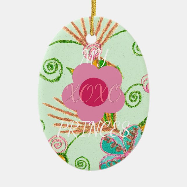 Ornamento De Cerâmica Minha XOXO Pequena Princesa Floral Impressão (Frente)