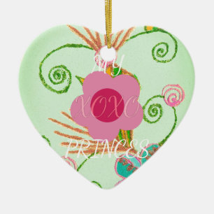 Ornamento De Cerâmica Minha XOXO Pequena Princesa Floral Impressão