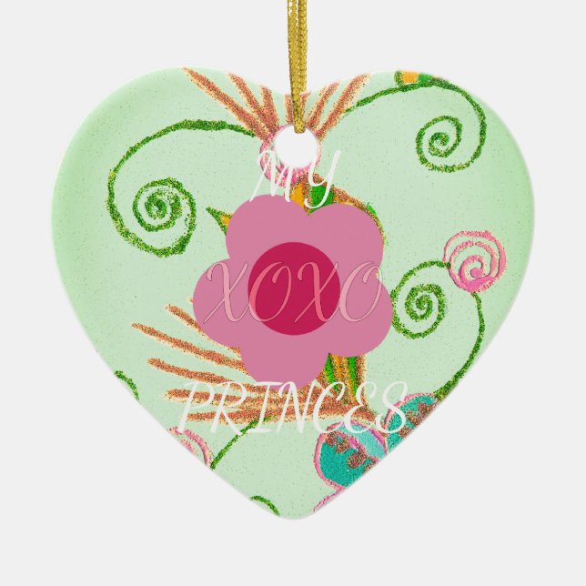 Ornamento De Cerâmica Minha XOXO Pequena Princesa Floral Impressão (Frente)
