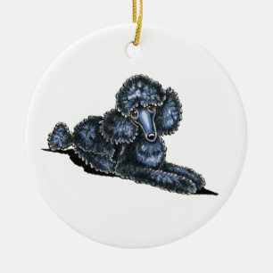 Ornamento De Cerâmica Mini caniche preta bonito colocado personalizado