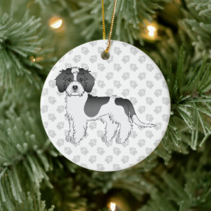 Ornamento De Cerâmica Mini Goldendoodle de Cor Preta
