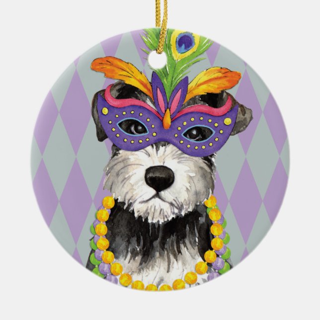 Ornamento De Cerâmica Mini Schnauzer do carnaval (Frente)