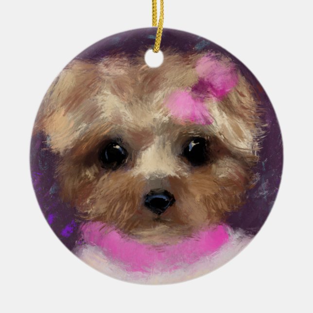 ORNAMENTO DE CERÂMICA MINI YORKIE POO (Frente)