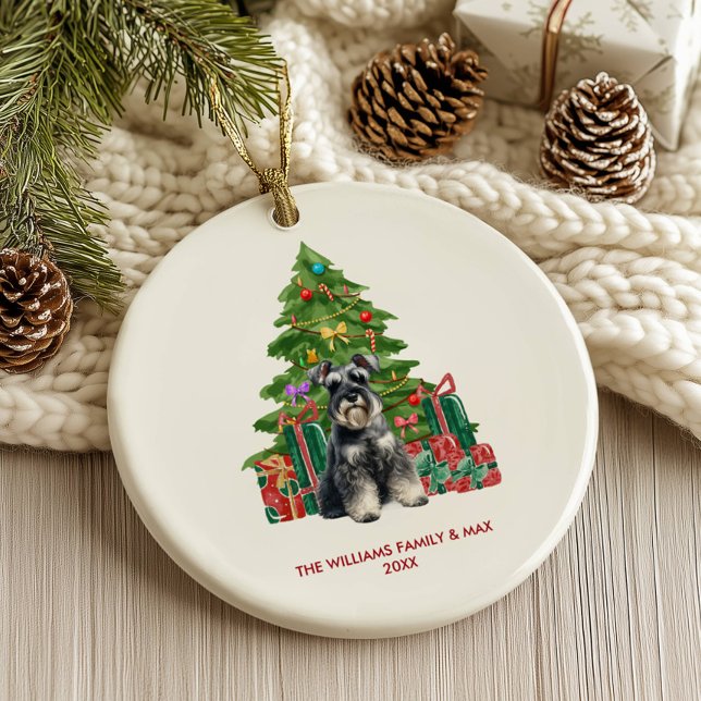 Ornamento De Cerâmica Miniatura Cachorro Schnauzer Personalizado Natal (Criador carregado)