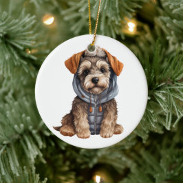 Ornamento De Cerâmica Miniatura Personalizada - Arte de Cão Schnauzer