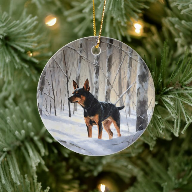 Ornamento De Cerâmica Miniatura Pinscher Deixa-o nevar no Natal (Árvore)