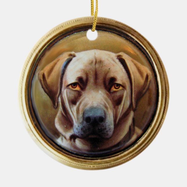 Ornamento De Cerâmica MINIATURE DOG PORTRAITS, chocolate Labrador (Frente)