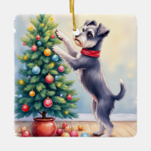 Ornamento De Cerâmica Miniature Schnauzer decorando árvore de Natal cach