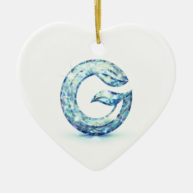 Ornamento De Cerâmica Minimal Letter G Button | Modern Initial Badge  (Frente)