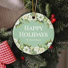 Ornamento De Cerâmica Minimal White & Sage Spa Ornament