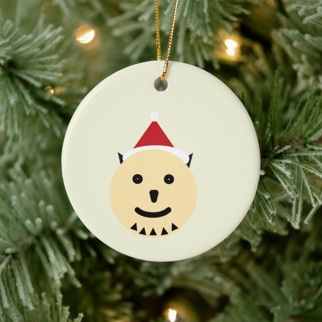 Ornamento De Cerâmica Minimalist Geometric Dog Santa Christmas Ornament  (Árvore)
