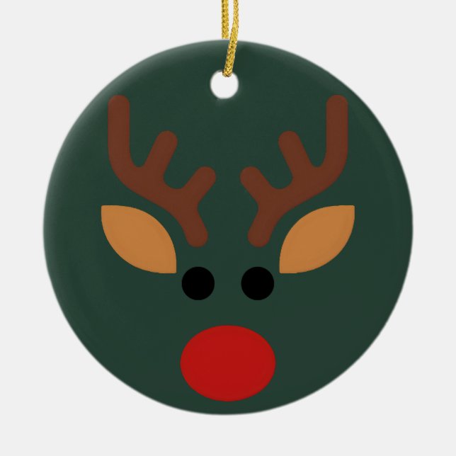 Ornamento De Cerâmica Minimalist Rudolph Reindeer (Frente)