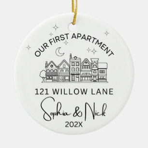 Ornamento De Cerâmica Minimalista Nosso Primeiro Apartamento Preto e Bra