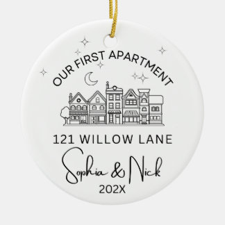 Ornamento De Cerâmica Minimalista Nosso Primeiro Apartamento Preto e Bra