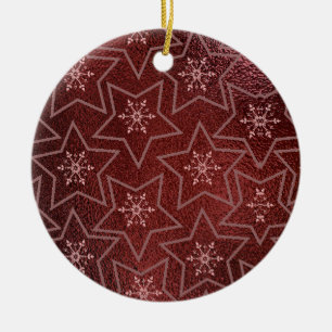 Ornamento De Cerâmica Mínimo de Flocos de Neve de Natal e Marrom de Estr