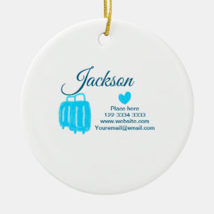 Ornamento De Cerâmica Mínimo simples adicione seu nome texto localidade