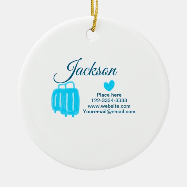 Ornamento De Cerâmica Mínimo simples adicione seu nome texto localidade  (Frente)