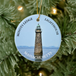 Ornamento De Cerâmica Minots Ledge Lighthouse Massachusetts Ornament