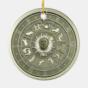 Ornamento De Cerâmica Mint Zodiac Wheel