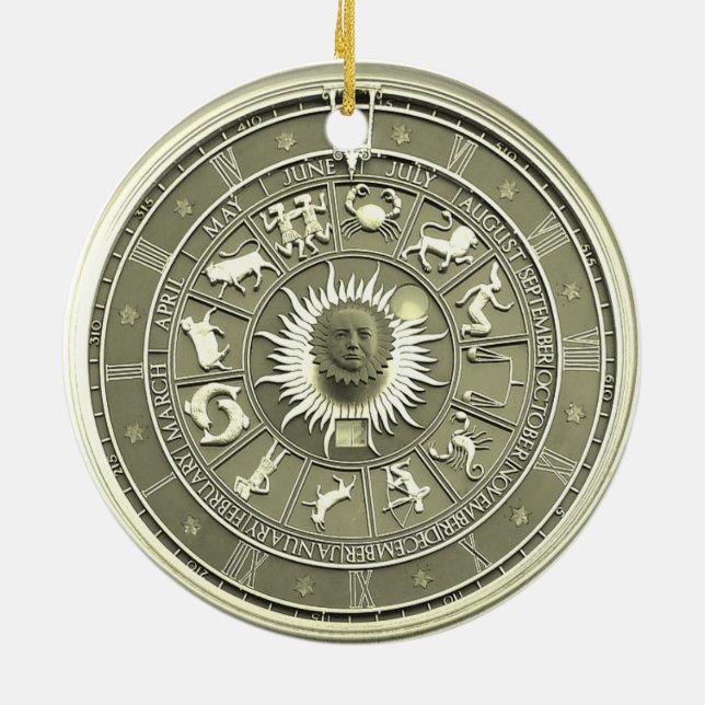 Ornamento De Cerâmica Mint Zodiac Wheel (Traseira)